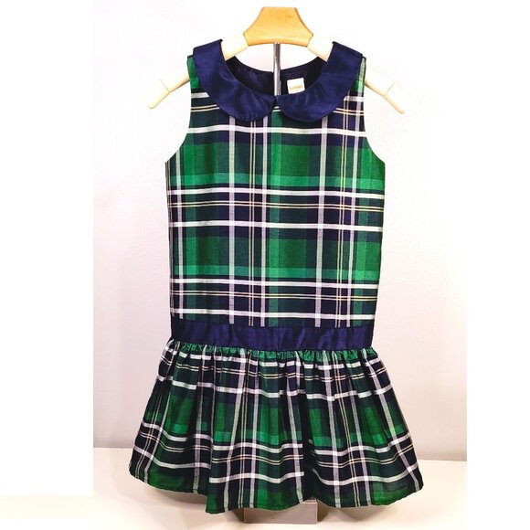Gymboree Plaid Black Watch Green Navy Dress Girl 10 - Picture 3 of 12
